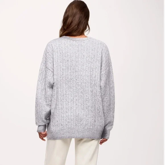 Nuuds Cable Crewneck Sweater in Heather Grey XL - Picture 5 of 10